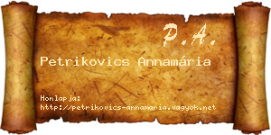 Petrikovics Annamária névjegykártya