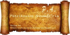 Petrikovics Annamária névjegykártya